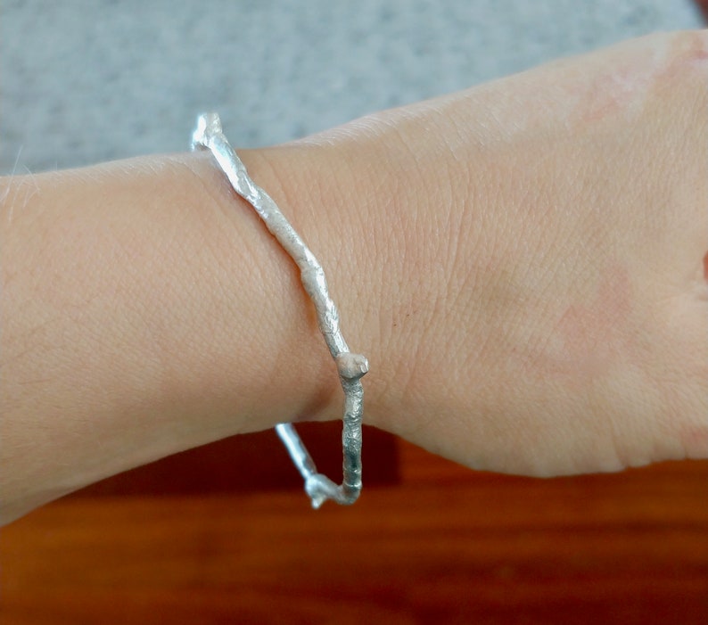 Sterling silver twig bracelet 925 Sterling silver bangle Handmade silver bangle Gift for her Mothers day gift Gift for mum image 6