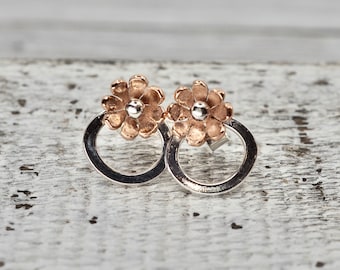 Copper daisy studs | Little copper flower studs | Daisy earrings | Handmade copper jewellery | Copper gift for her | Best friend gift