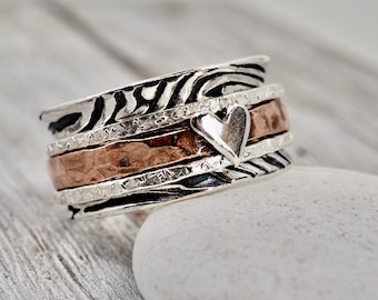 Spinner ring | Fidget ring | Anxiety Ring | Sterling silver spinner ring | Handmade jewellery | silver and copper ring | Made in Australia