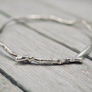 Sterling silver twig bracelet 925 Sterling silver bangle Handmade silver bangle Gift for her Mothers day gift Gift for mum image 4
