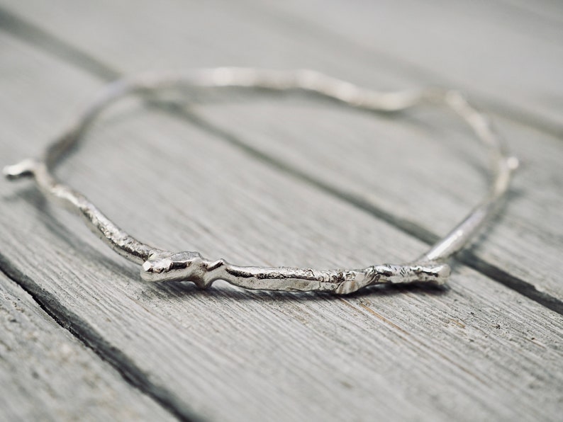 Sterling silver twig bracelet 925 Sterling silver bangle Handmade silver bangle Gift for her Mothers day gift Gift for mum image 4