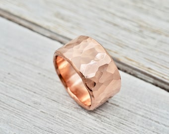 Wide hammered copper ring | Hammered copper ring | Heavy copper ring | Copper wedding ring | Handmade copper jewellery | Copper anniversary