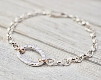 Silver bracelet with rose gold links | Solid Sterling silver bracelet | Sterling silver handmade jewellery | Gift for her | Mothers day gift