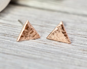 Tiny copper triangle studs | Copper triangle earrings | Handmade copper jewellery | Gift for her | Best friend gift