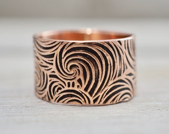 Wide copper ring | Copper band | Textured copper ring | Handmade copper jewellery | Unisex jewellery | Gift for him | Gift for her