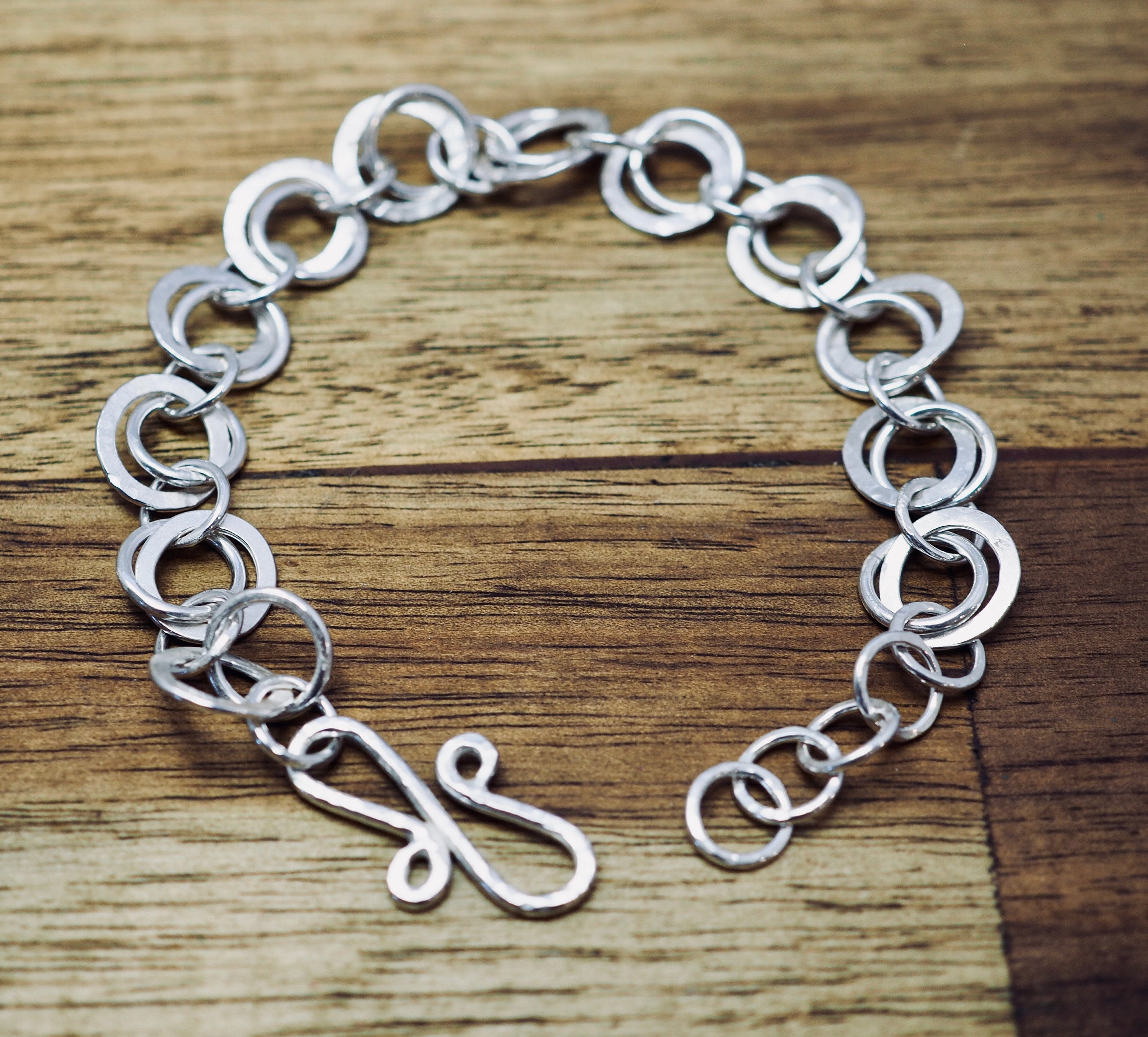 Stylish double link silver bracelet Sterling silver link bracelet