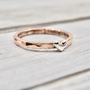 Copper ring with silver heart | Copper heart ring | Copper ring | Handmade copper jewellery | Copper anniversary ring | Gift for wife