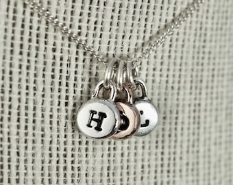 Silver initials necklace | Personalised sterling silver necklace | Copper name necklace | Name necklace | Personalised jewellery