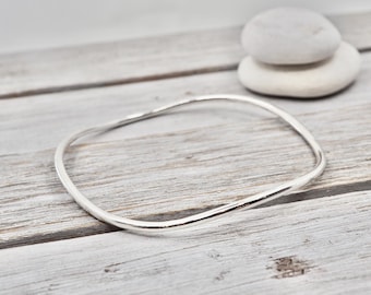 Wavy sterling silver bangle | Solid Sterling silver bangle | Handmade in Perth, Australia
