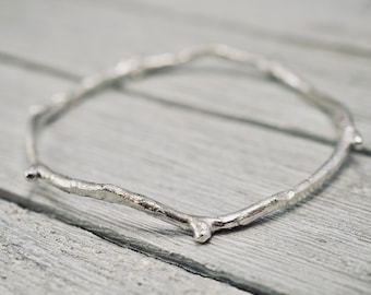 Sterling silver twig bracelet | 925 Sterling silver bangle | Handmade silver bangle  | Gift for her | Mothers day gift | Gift for mum