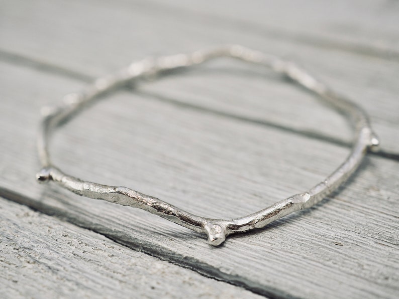 Sterling silver twig bracelet 925 Sterling silver bangle Handmade silver bangle Gift for her Mothers day gift Gift for mum image 2