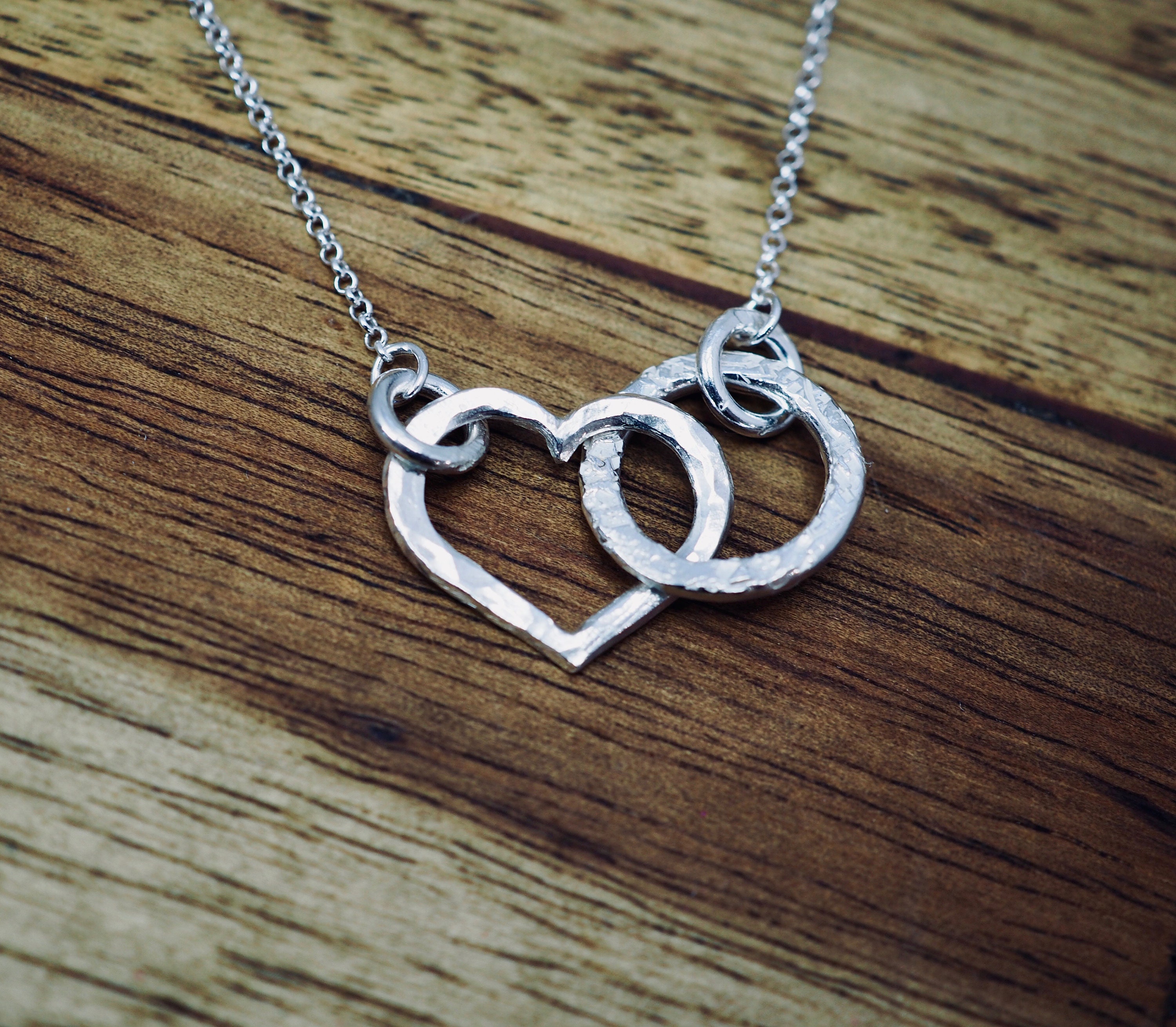 Love heart necklace | Sterling silver heart pendant | Handmade silver