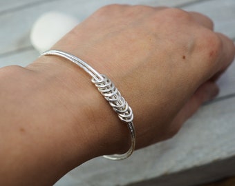 Silver circles bangle | Multi-link sterling silver stacking bangle | Sterling silver bangle | Handmade jewellery  | Gift for her