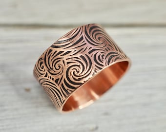 Wide copper ring | Copper band | Textured copper ring | Handmade copper jewellery | Unisex jewellery | Gift for him | Gift for her
