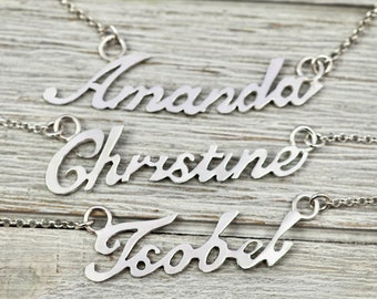 Custom name necklace | Personalised name pendant in Sterling silver | Handmade Sterling Silver Jewellery | Gift for her | Personalised gifts