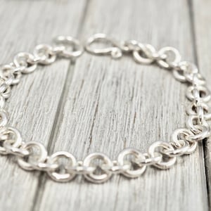 Schweres Silberarmband | Super klobiges Sterling Silber Armband | Klassisches Silber Gliederarmband | Handgemachter Silberschmuck | Geschenk für Mama