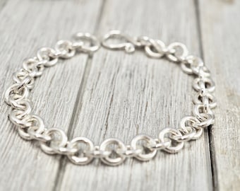 Heavy silver bracelet | Super chunky sterling silver bracelet | Classic silver link bracelet | Handmade silver jewellery | Gift for mum