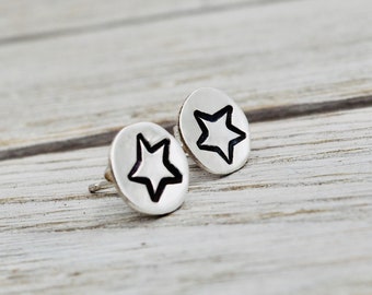 Silver star studs | Solid Sterling silver studs | Star earrings | Handmade Silver earrings | Gift for her