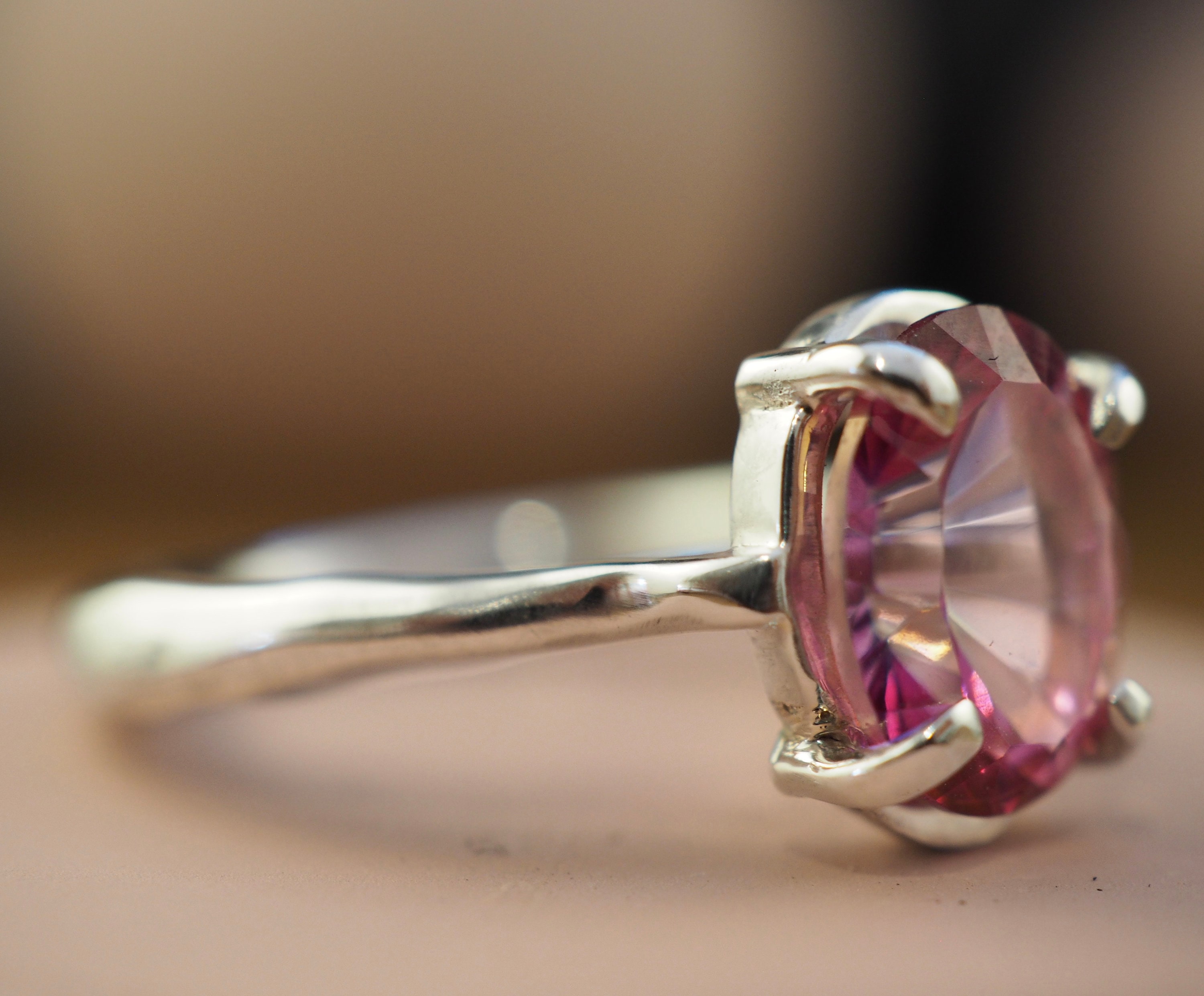 Pink topaz ring 925 sterling silver ring Handmade silver jewellery