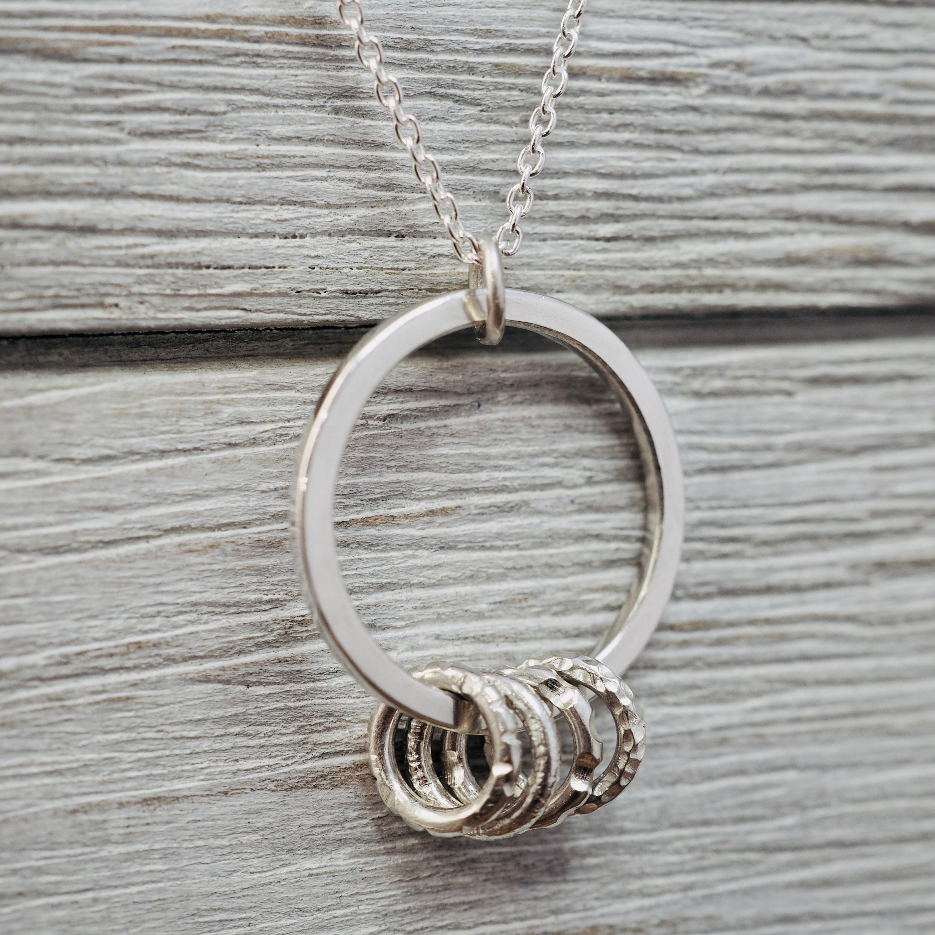 Linked circles necklace Sterling silver interlocking circles necklace