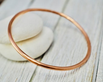 Round copper bangle | Stackable copper bangle | Handmade copper jewellery | Copper wedding gift | Fathers day gift | Mens copper bangle