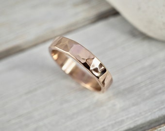 Chunky rose gold ring | Hammered rose gold-filled ring | Handmade jewellery | Rose gold-fill ring | Thick gold ring | Gift for her | Wedding