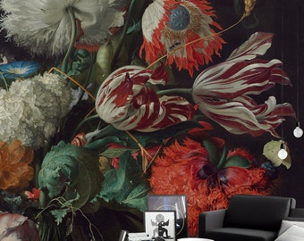 Dutch Flowers Removable Wallpaper 89 Removable Wall Mural Spring Flowers Removable Wallpaper Dark Backgroud Wall Mural