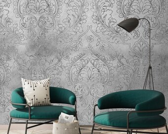 Navy Grunge Removable Wallpaper Gothic Dark Green Temporary Decor Concrete Self Adhesive Decal Blue Retro Vintage Peel /& Stick Wall Mural