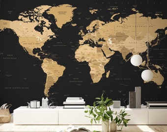 World Map Wallpaper Etsy