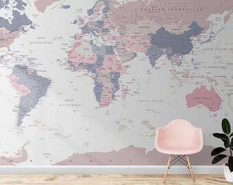 Pink Map Wallpaper Etsy