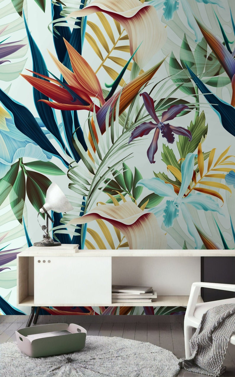 Tropical Wallpaper Removable Peel n Stick Self Adhesive Floral Etsy