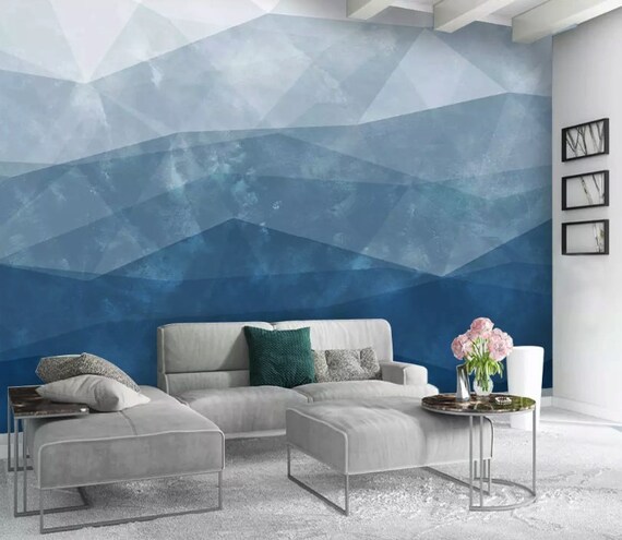 Abstract Wallpaper Soft Geometric Wall Mural Triangle Wall Decor Mediterranean Home Decor Living Room Bedroom