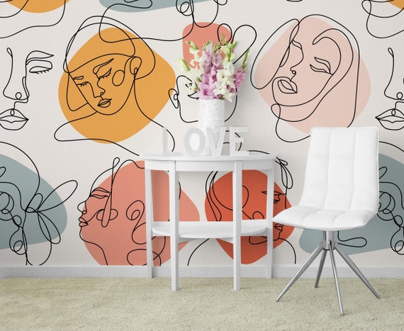 Art Wallpaper Self Adhesive Peel And Stick Abstract Faces Wall Etsy Art Wallpaper Self Adhesive Peel And Stick Abstract Faces Wall Etsy