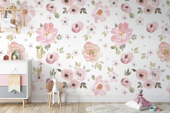 Nursery Wallpaper Peel and Stick Self Adhesive Watercolor | Etsy
