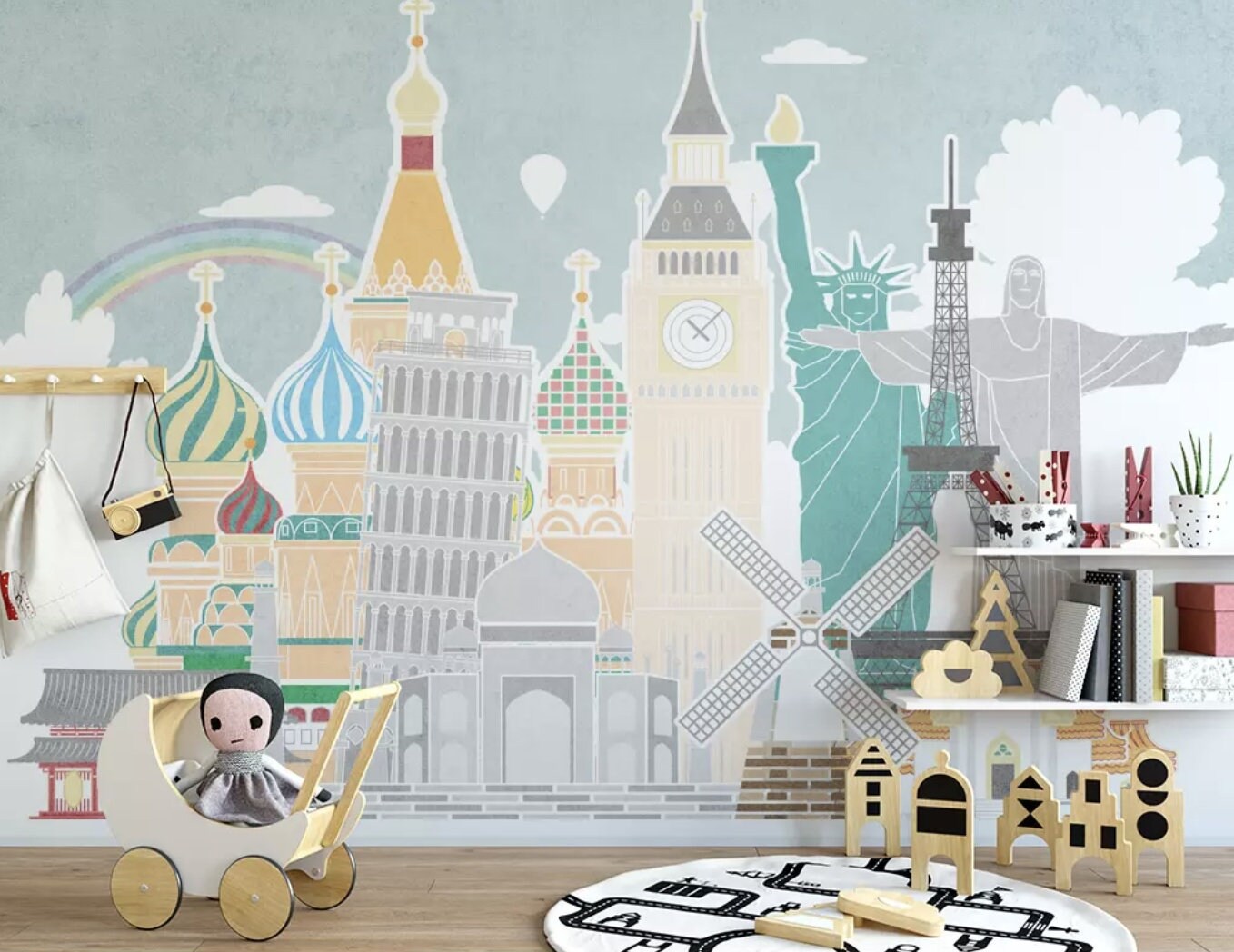 Kids Wallpaper Peel And Stick Self Adhesive Landmark Buildings Etsy Kids Wallpaper Peel And Stick Self Adhesive Landmark Buildings Etsy