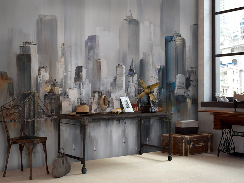 Peel and Stick Self Adhesive City Wallpaper Removable New York Etsy