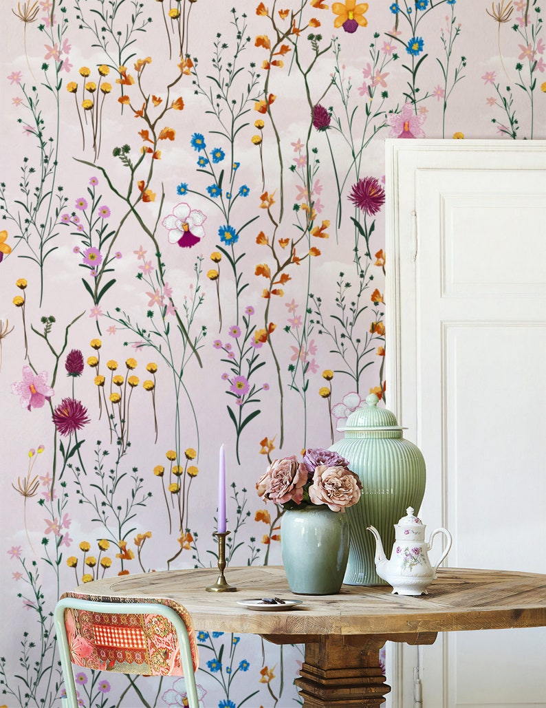Floral Wallpaper Self Adhesive Peel and Stick Vintage Flower | Etsy
