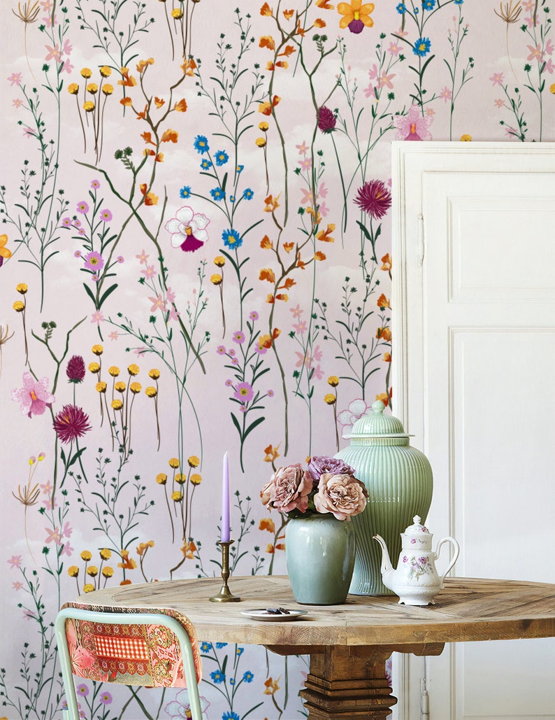 Floral Wallpaper Self Adhesive Peel and Stick Vintage Flower Etsy