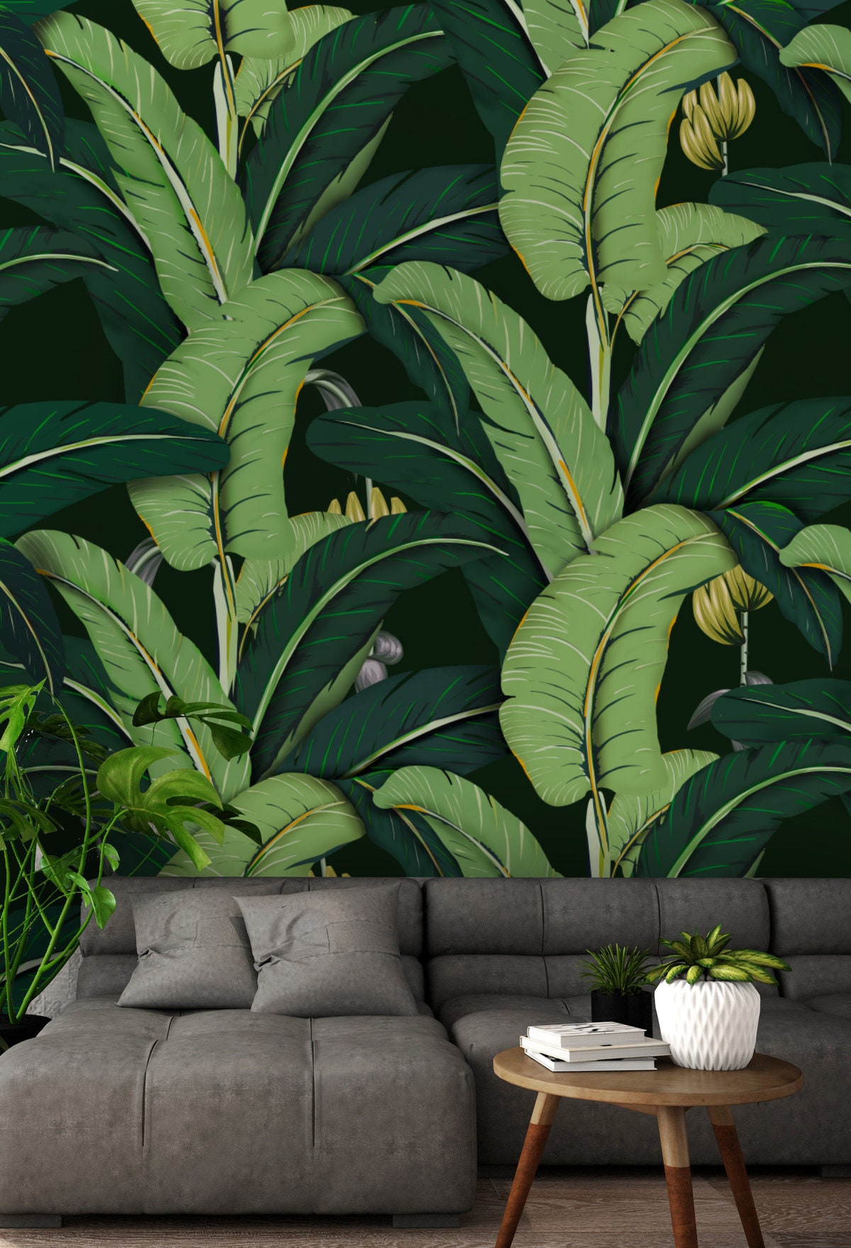 Banana Leaf Wallpaper Self Adhesive Peel and Stick Tropical | Etsy