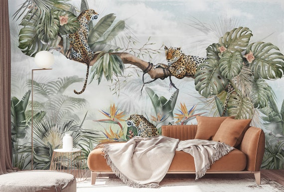 Tropical Wallpaper Self Adhesive Peel And Stick Tropical Etsy