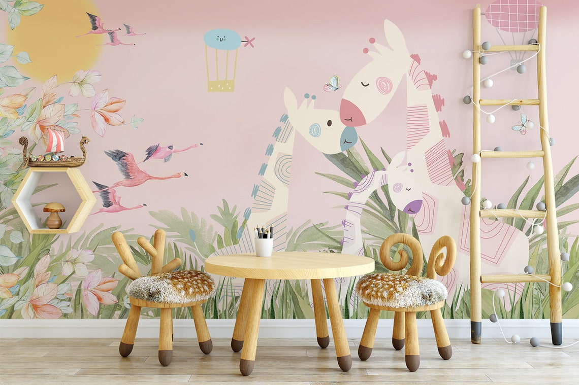 Nursery Wallpaper Peel and Stick Self Adhesive Tropical Wall Etsy