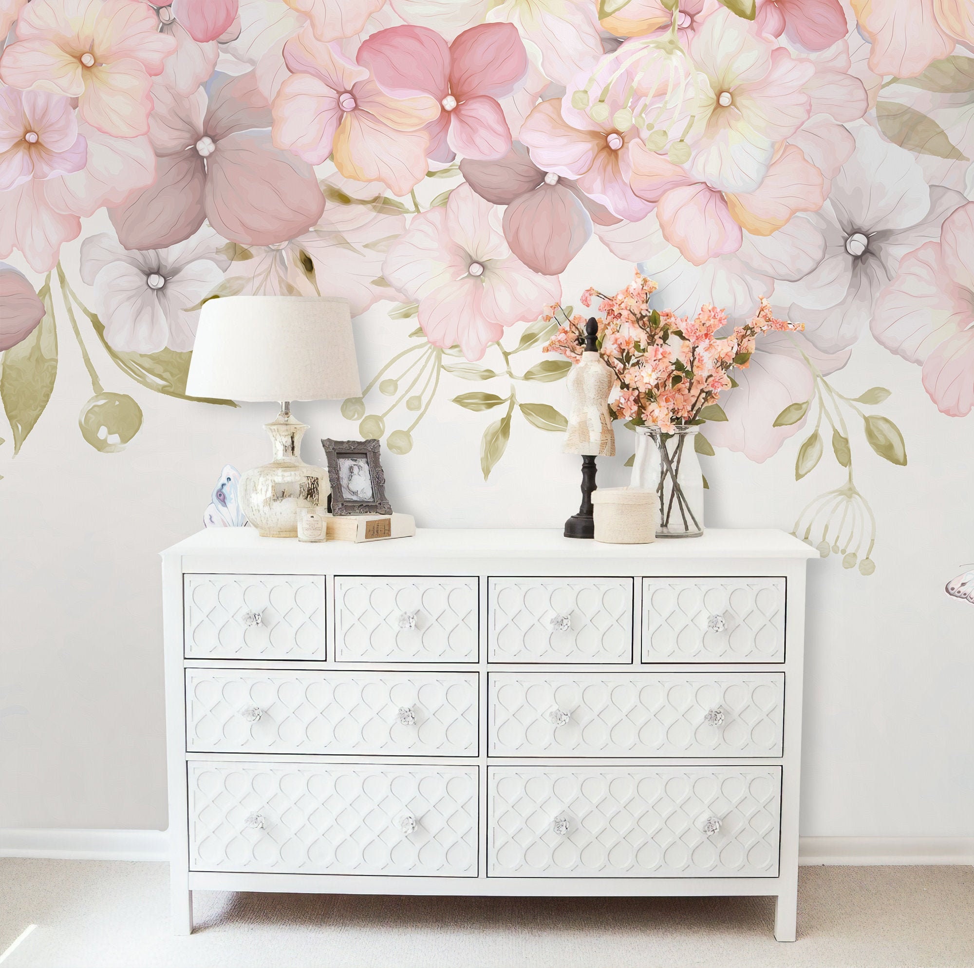 Floral Wallpaper Peel And Stick Self Adhesive Hydrangea Flower Etsy Floral Wallpaper Peel And Stick Self Adhesive Hydrangea Flower Etsy