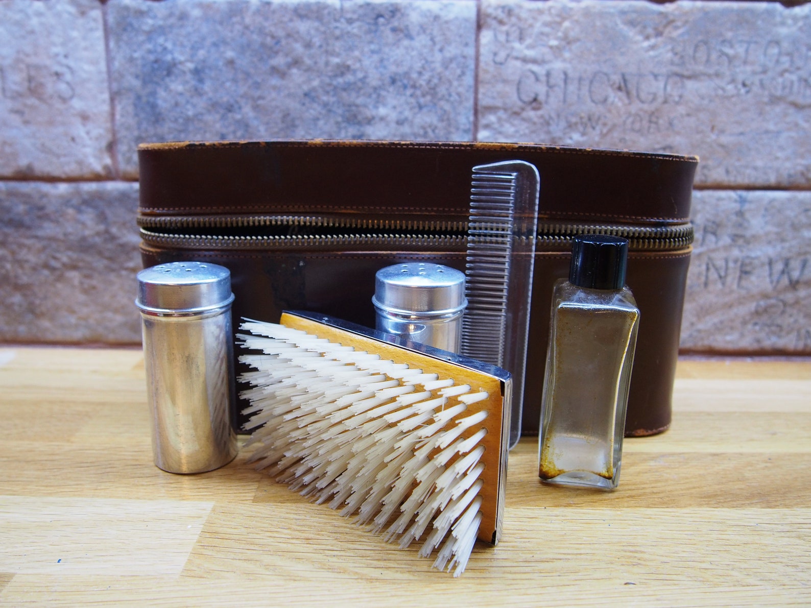 Vintage Leather Men's grooming kit Vintage shaving kit Etsy