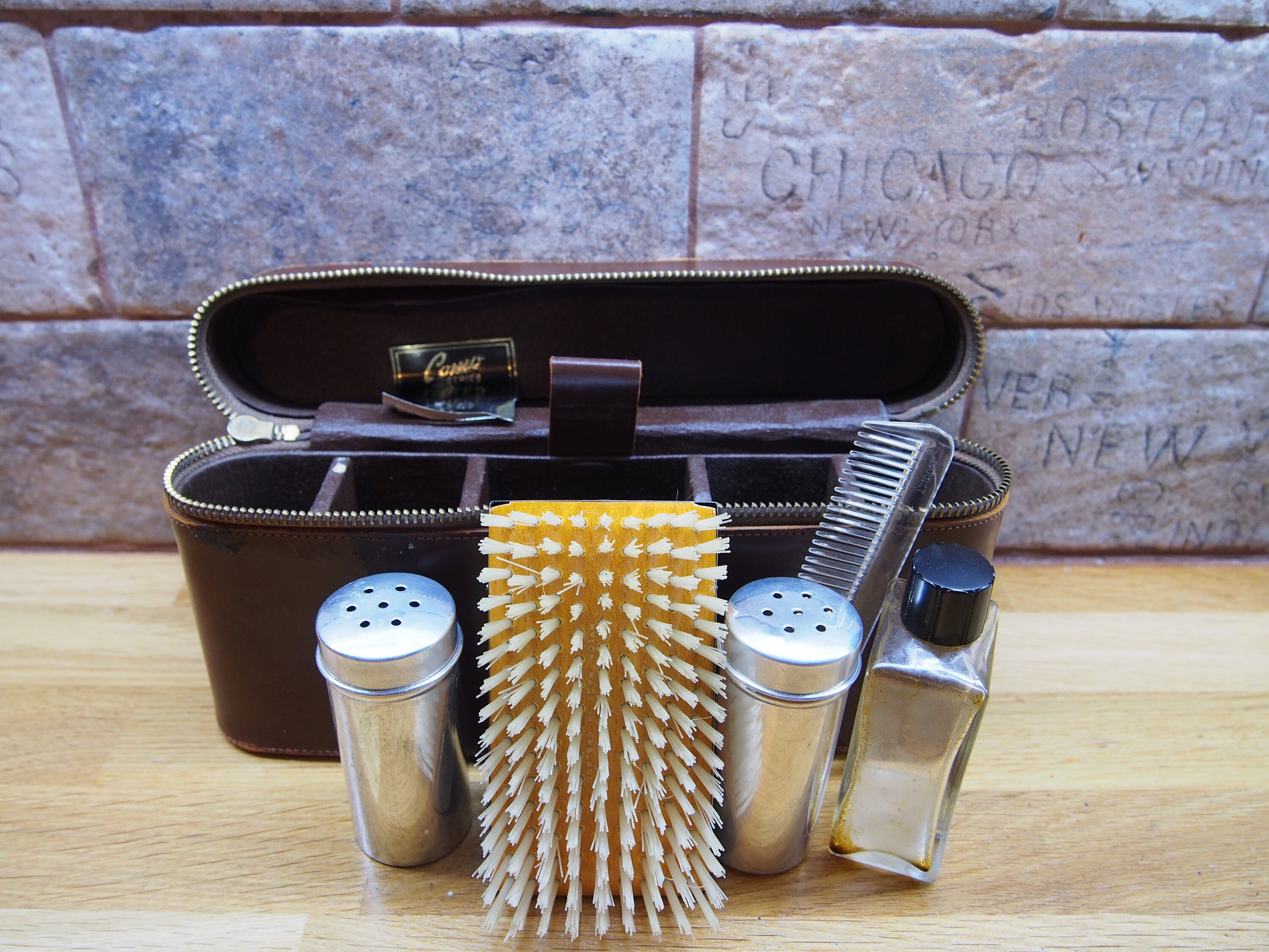 Vintage Leather Men's grooming kit Vintage shaving kit Etsy