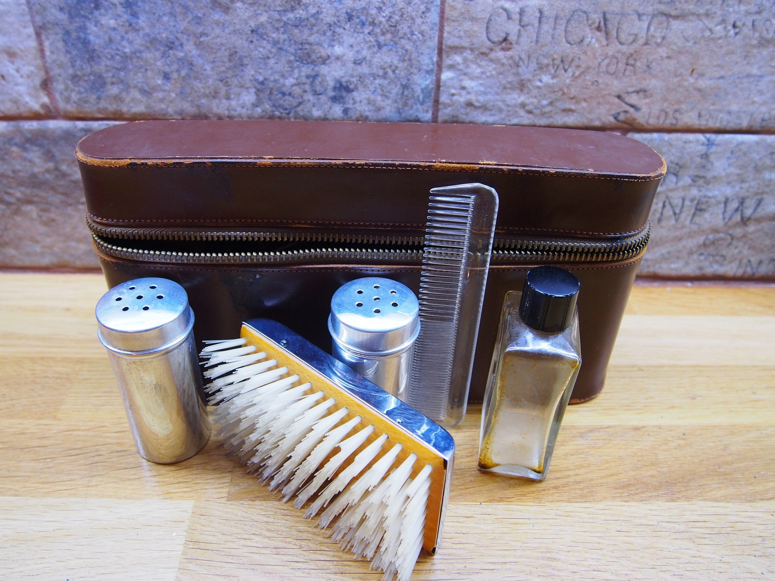 Vintage Leather Men's Grooming Kit Vintage Shaving Kit Etsy