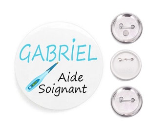 Nursing badge, caregiver badge, customizable with first name, trainee, student, home nurse