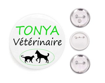 Veterinary badge, magnetic, personalized with profession, customizable