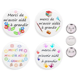 Teacher gift, "Thank you for helping me grow" badge - End of school year gift for teacher, master, ATSEM, AESH, magnet