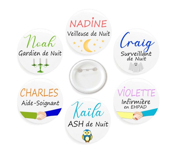Badges personnalisés / Prénom + poste / EHPAD ou Hôpital