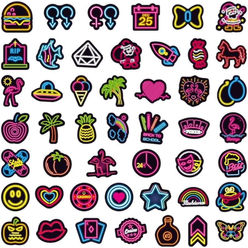 100PCS Neon Sign Stickers Bomb Graffiti Vinyl Decal Pack Laptop Car Cool Sticker bomb Aesthethic Luggage Art Wall Decoration Skateboard image 3